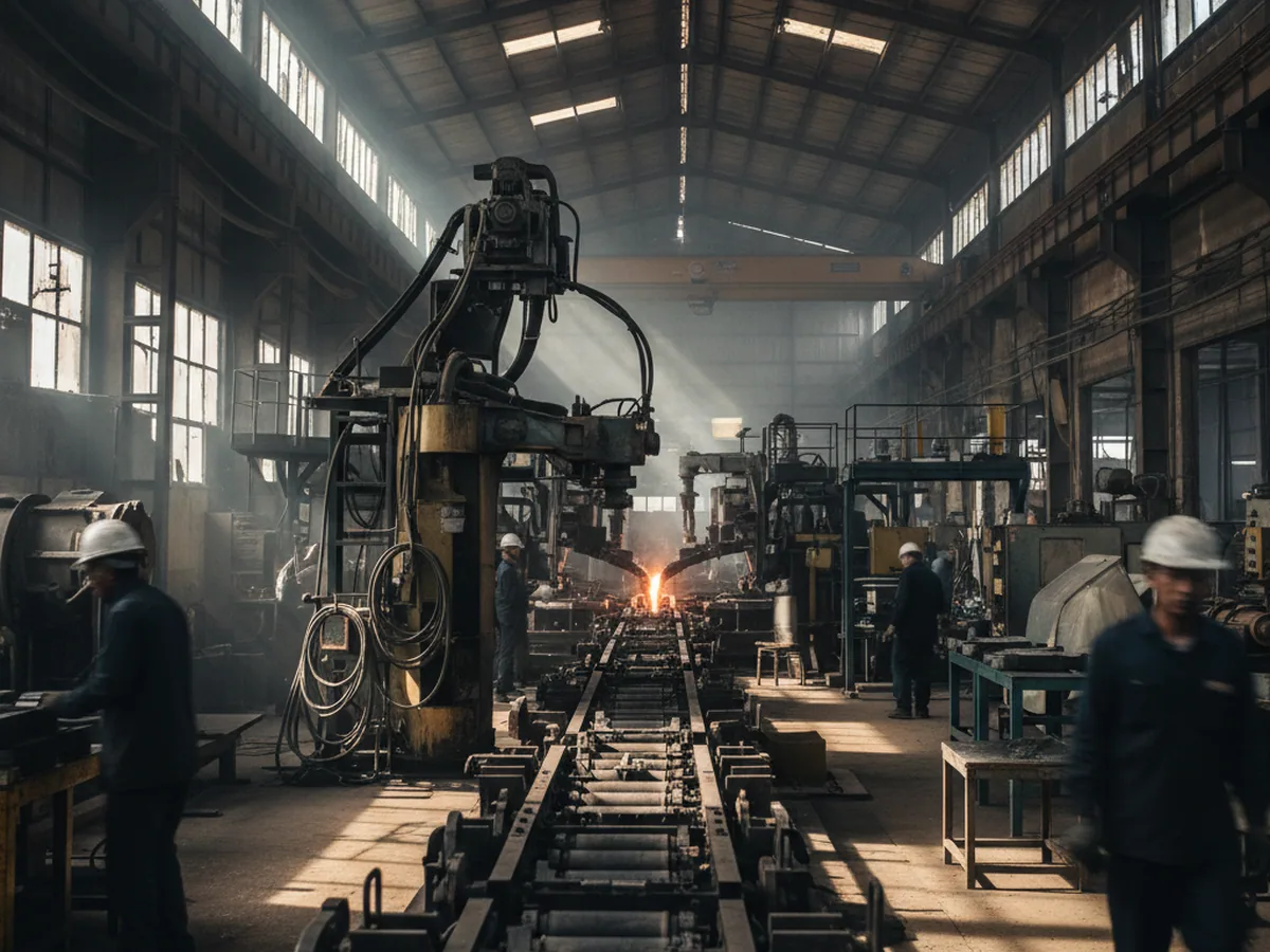 Suspension units and rail slides staged on the component line