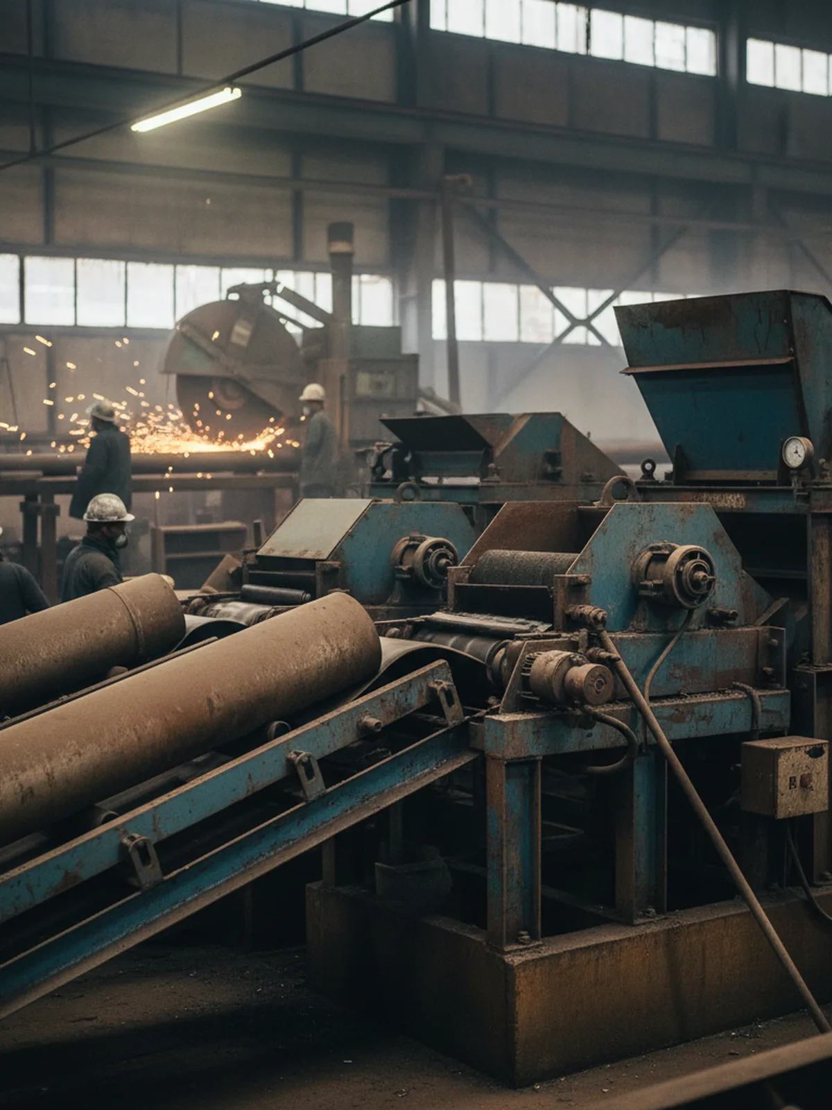 Welding cells with fixtures left in place between runs during a plant audit