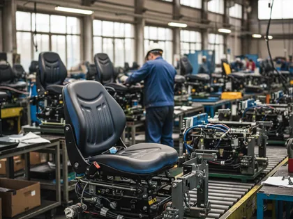 KL03 agricultural machinery seat on the assembly line before the cover goes on
