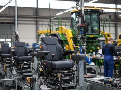YY08 agricultural seats moving down the final assembly line