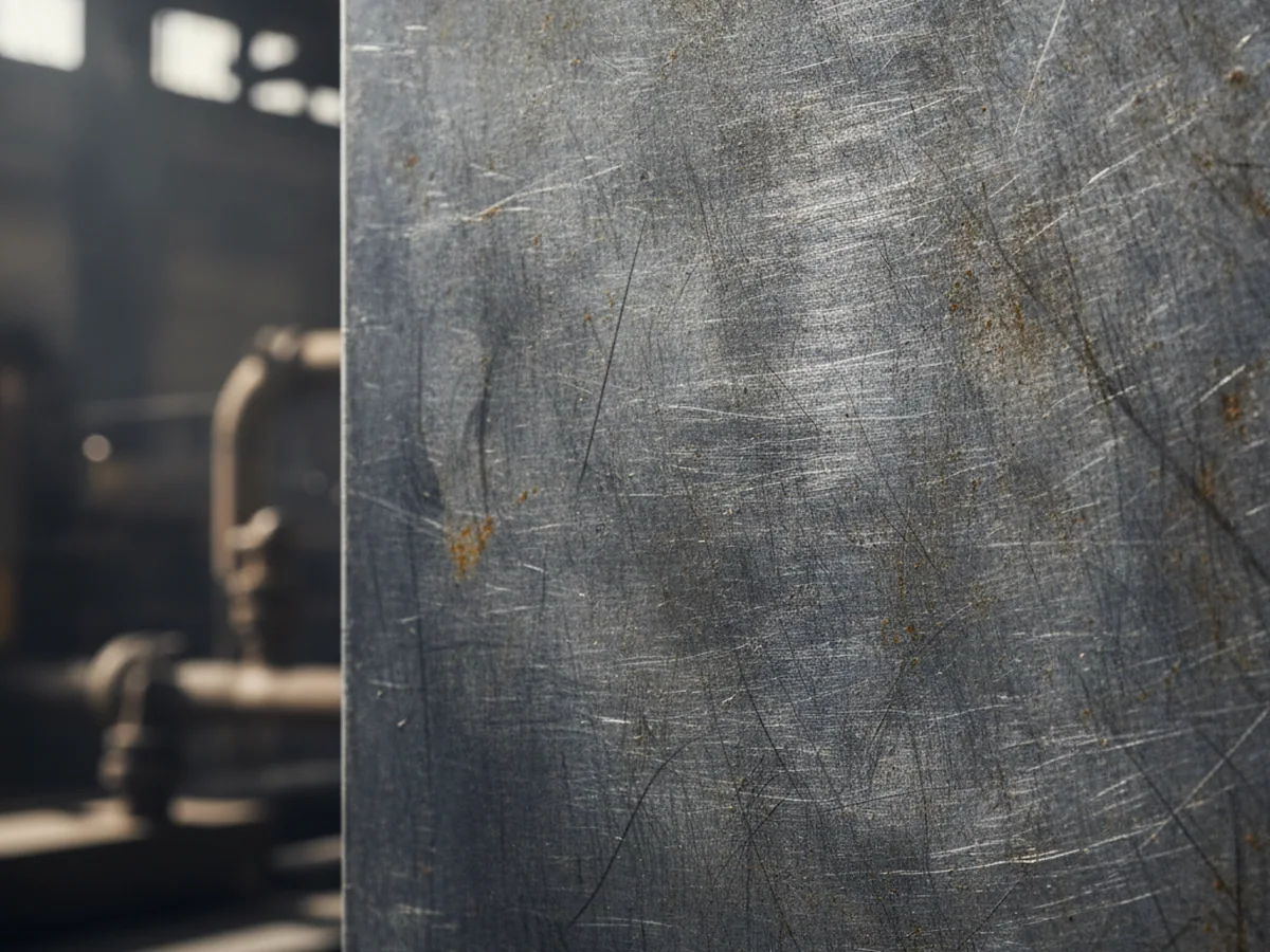 Abraded metal surface under raking light