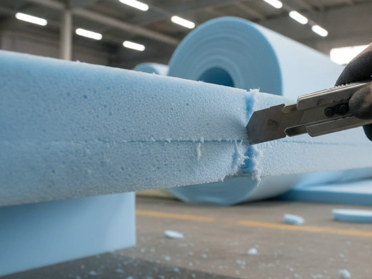 Cut edge of a foam sheet
