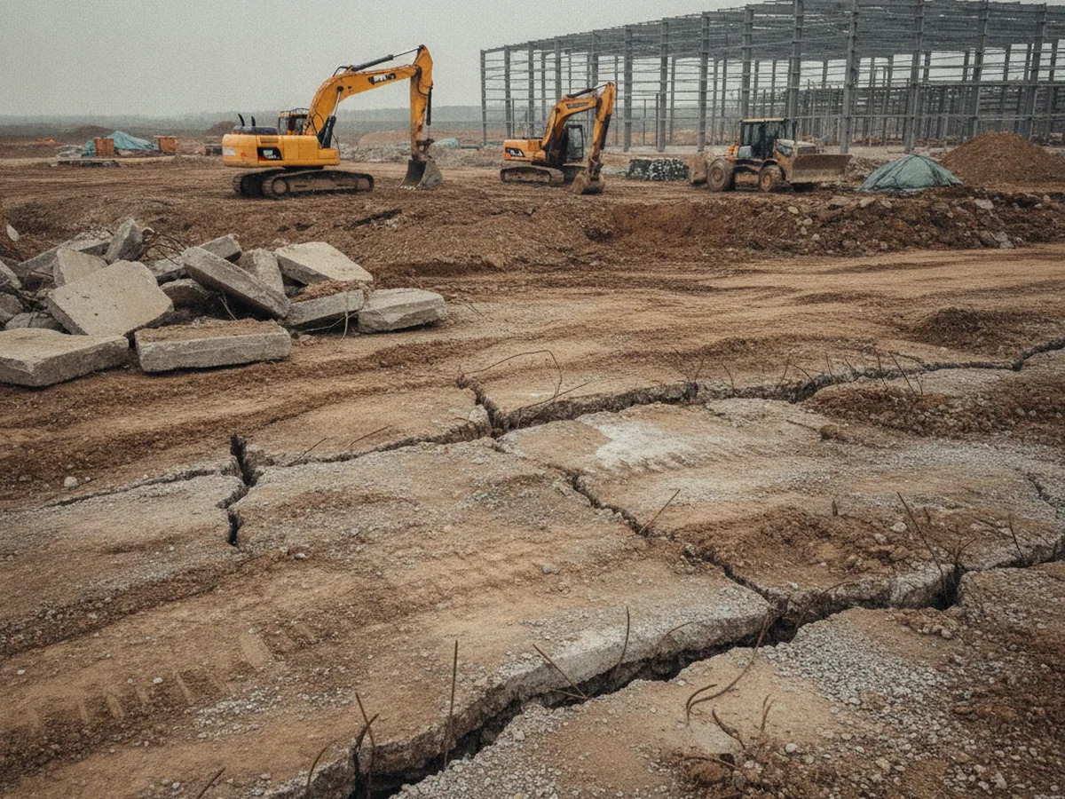 Broken ground on a working site