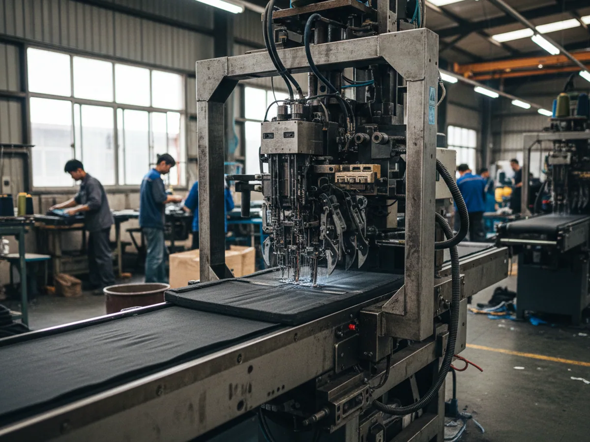 Cover material cut to pattern on an OEM seat manufacturing run