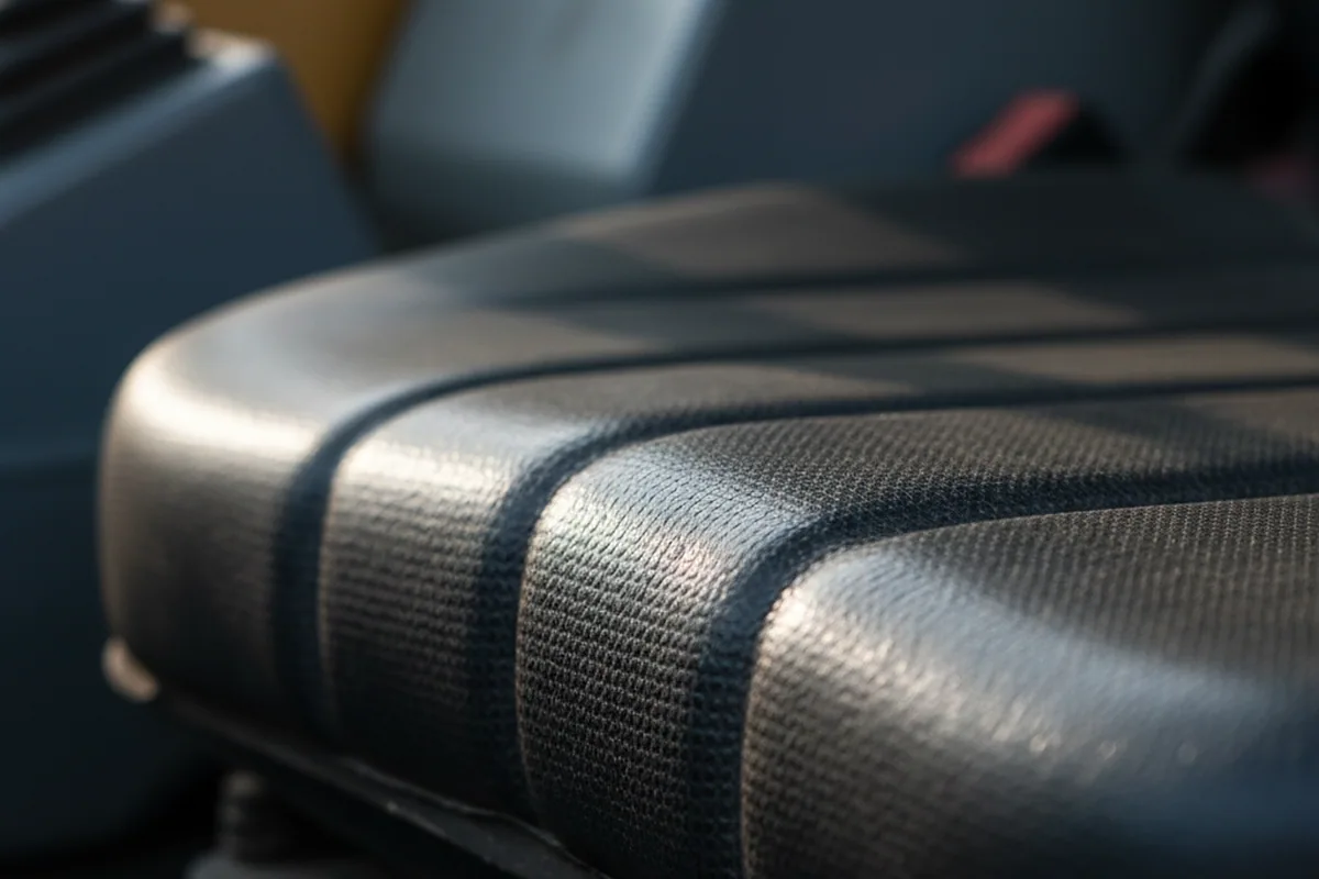 PVC cover surface on an excavator seat cushion, close up