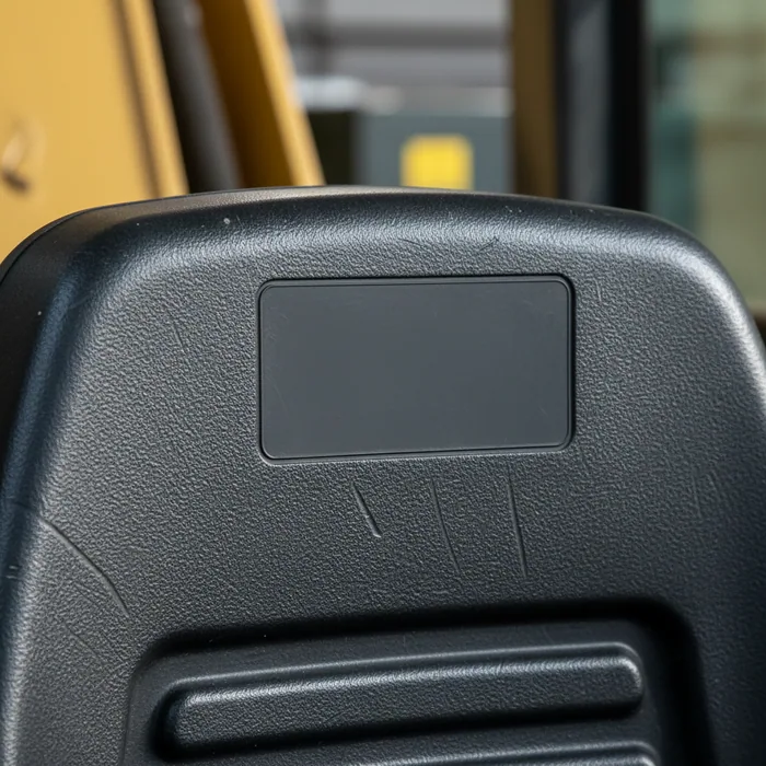 Blank marking area on an excavator seat backrest shell