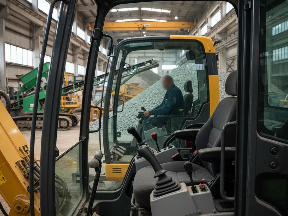YS2-8 fold-forward excavator seat in an excavator cab