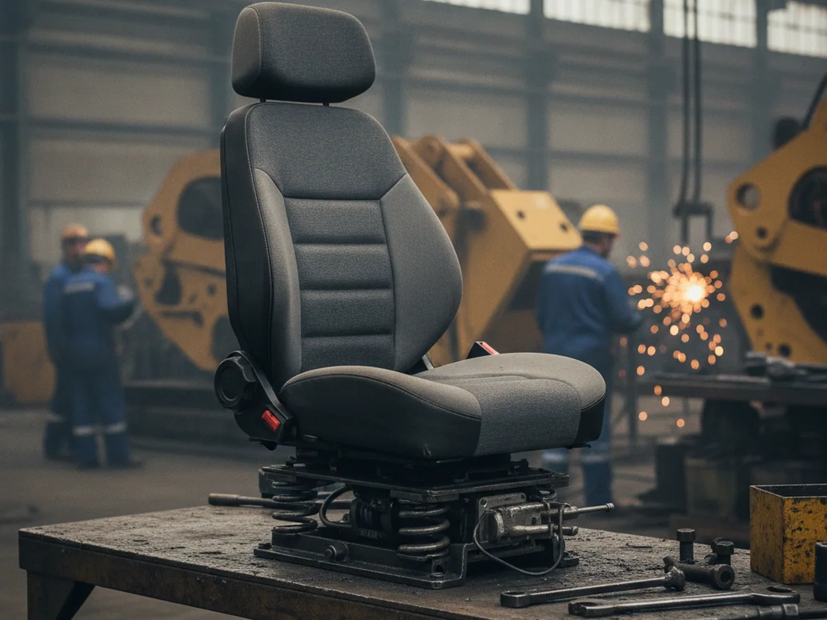 KL02 excavator seat with full-body and head support on a works bench
