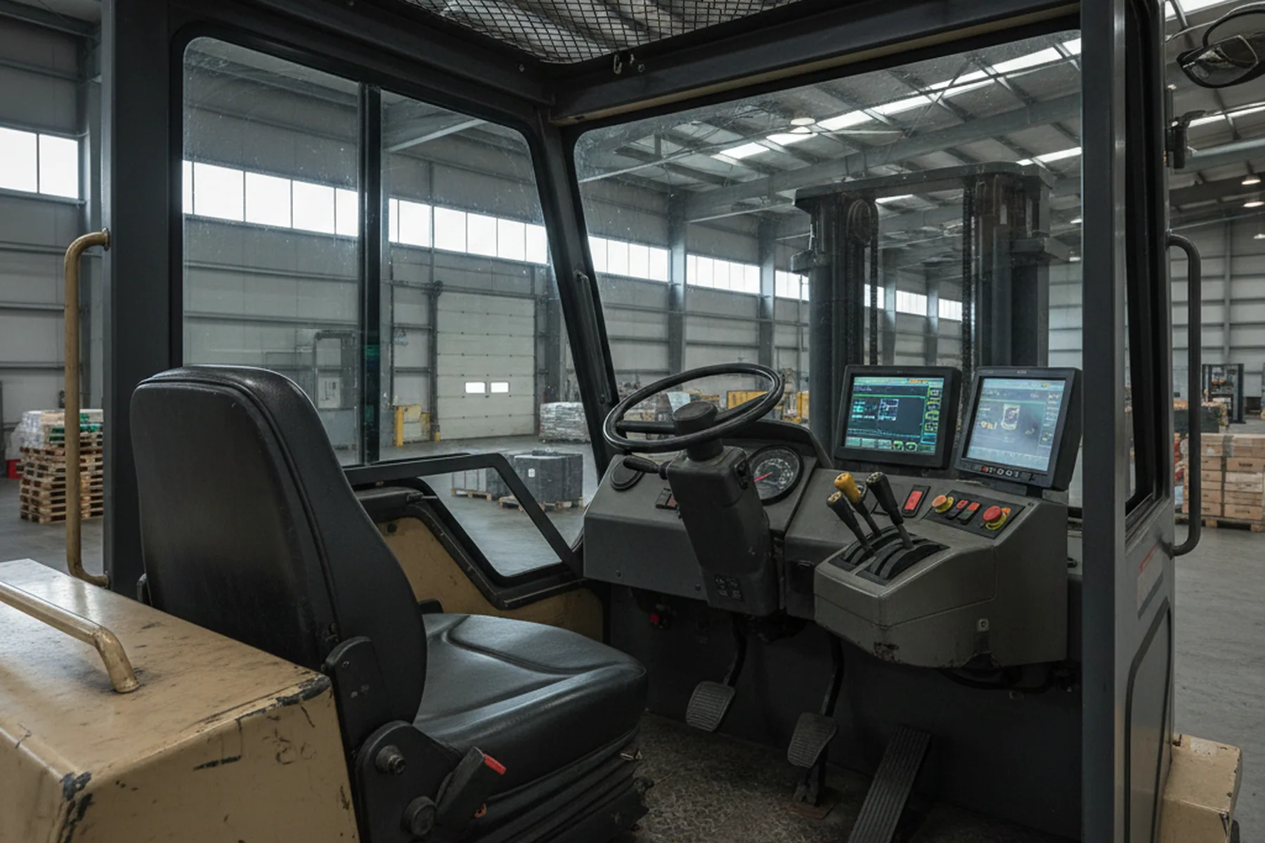 Low-back forklift seat mounting bracket bolted to the seat plate