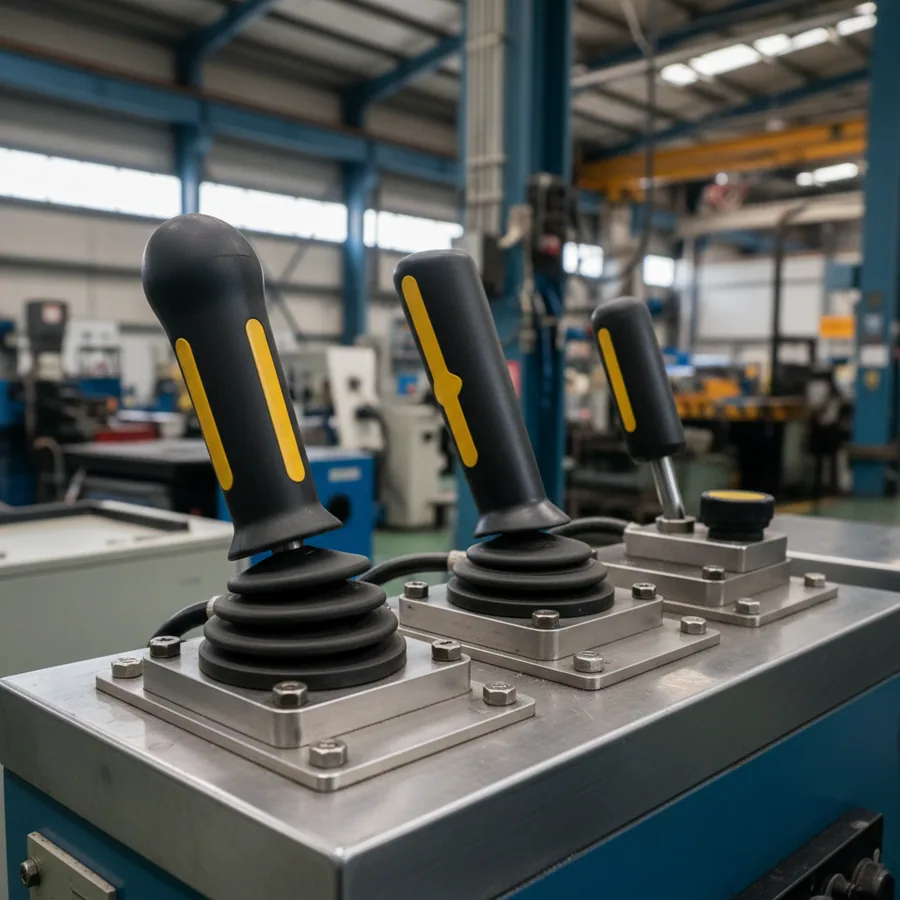 Machined bores on forklift seat rail hardware, every hole finished to the same size