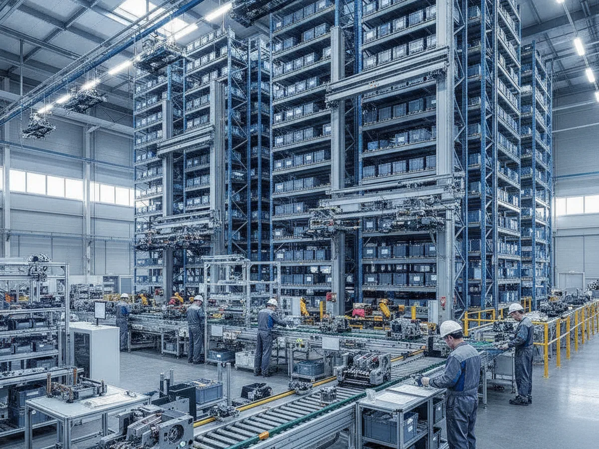 High-bay racking aisle in a storage warehouse