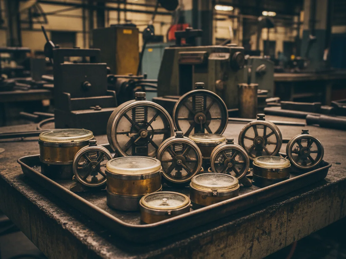 Mechanical test instrumentation dials in the industrial vehicle seat manufacturer's test centre