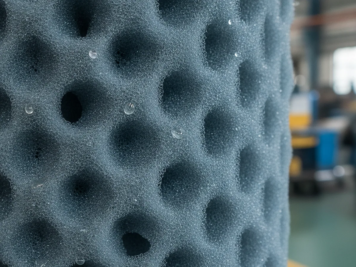 Macro texture of a dense open-cell cushioning material