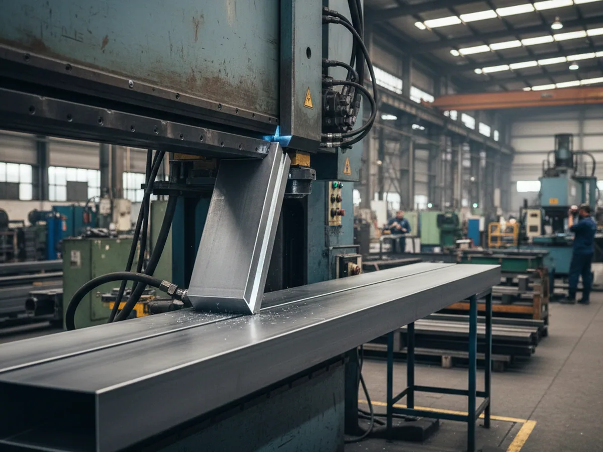Press brake forming a length of sheet steel