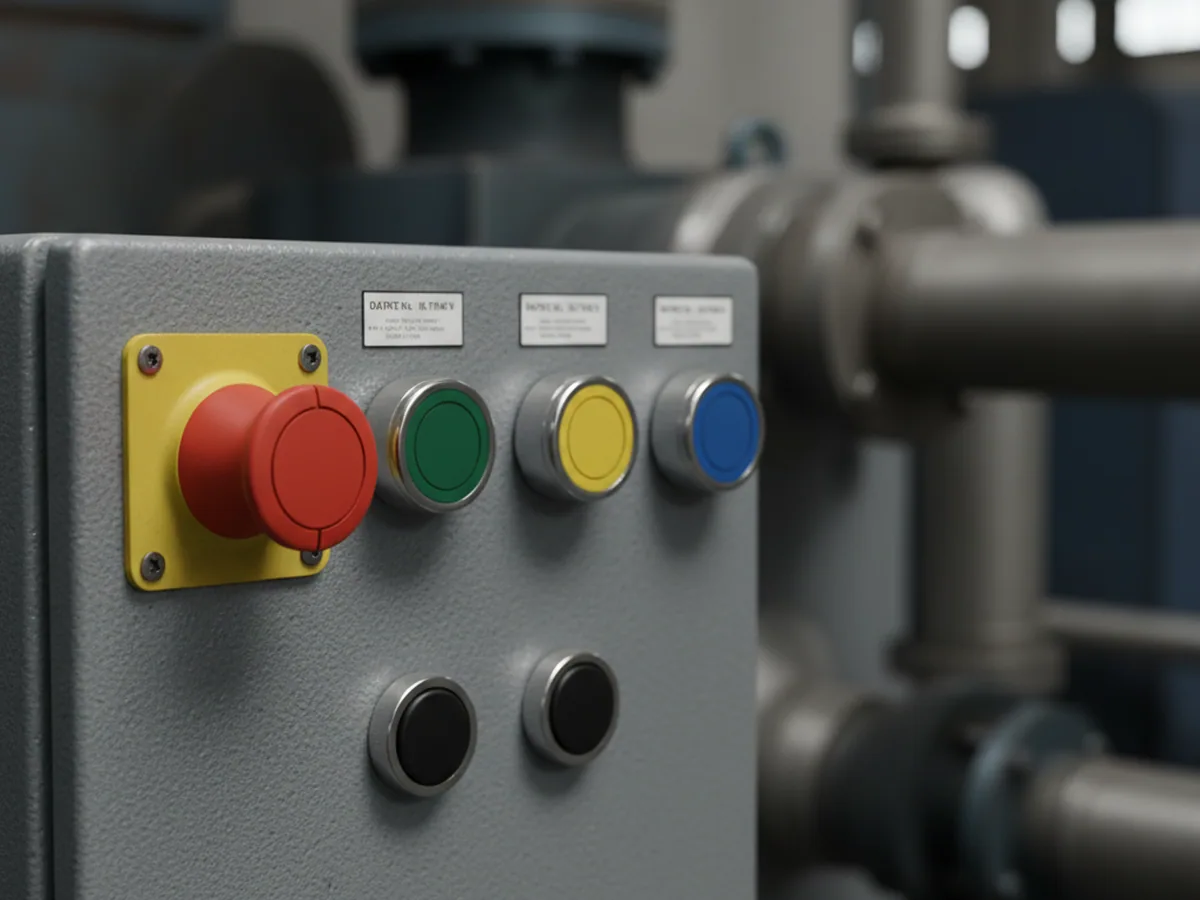 Industrial push buttons and a safety stop control