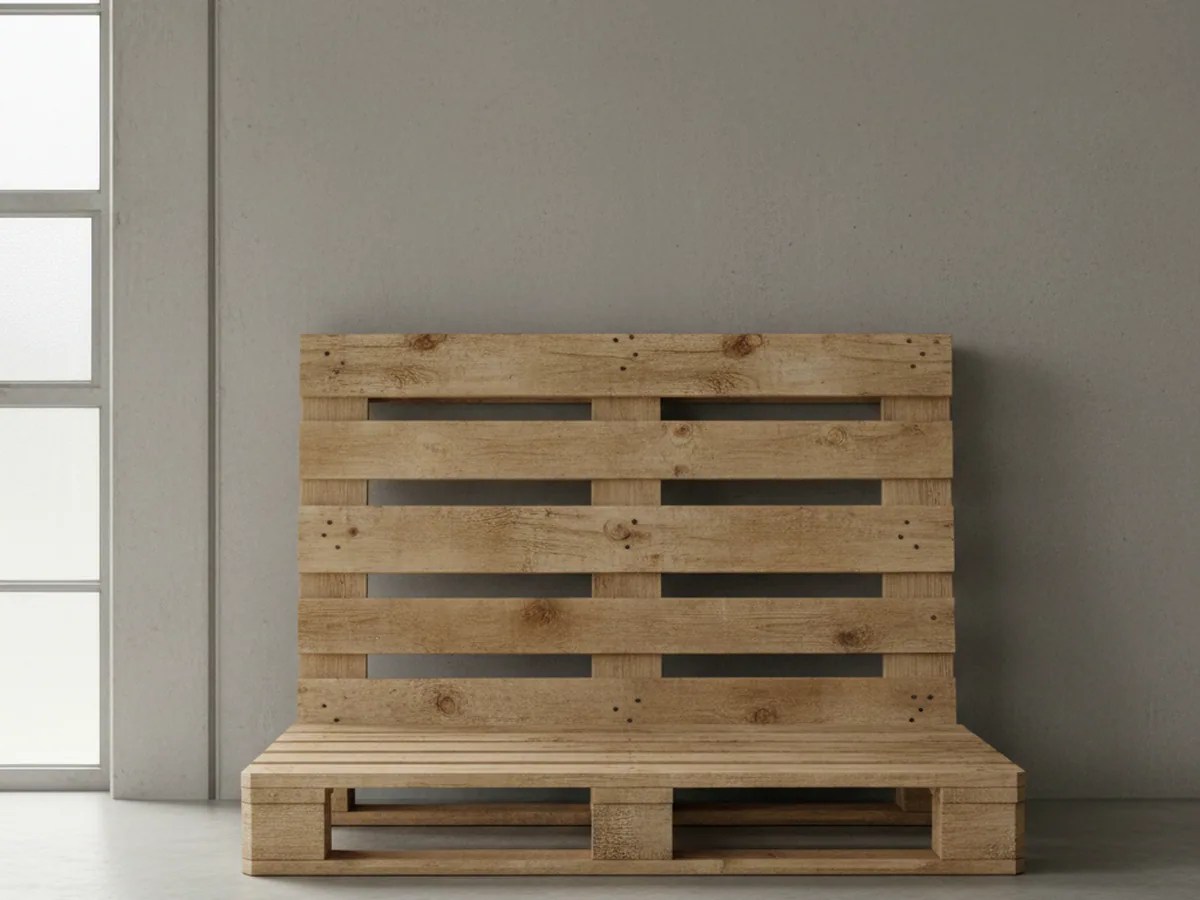 Single export pallet leaving the industrial vehicle seat manufacturer, photographed against a plain background