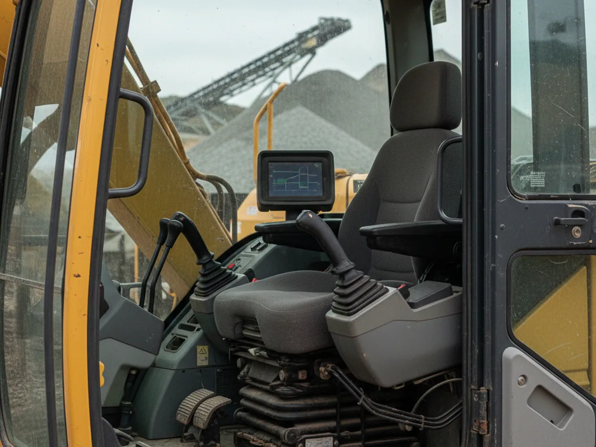 Construction machinery seats KL02 and YS2-8: operator seat fitted in a construction machine cab