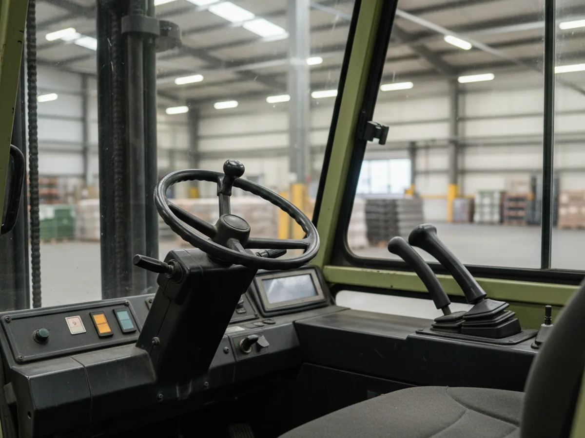 Forklift seats KL01, KL11, YY03 and YY53: operator station with steering wheel and control levers