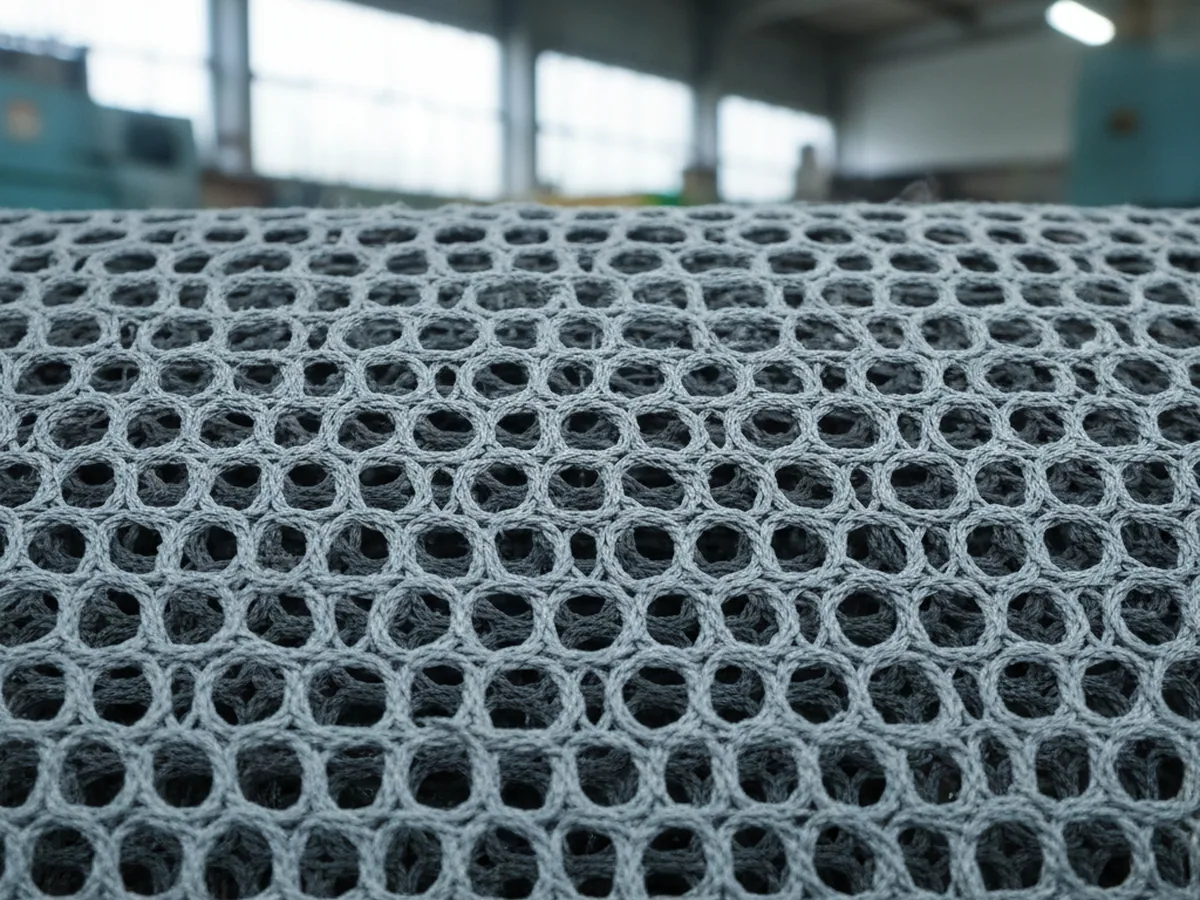 Close-up of perforated technical mesh fabric