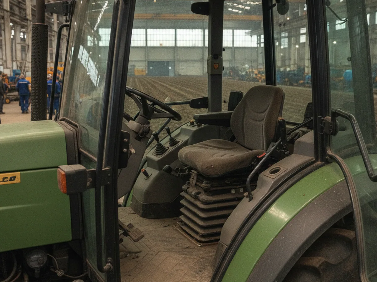 Tractor seat in a machine working a field