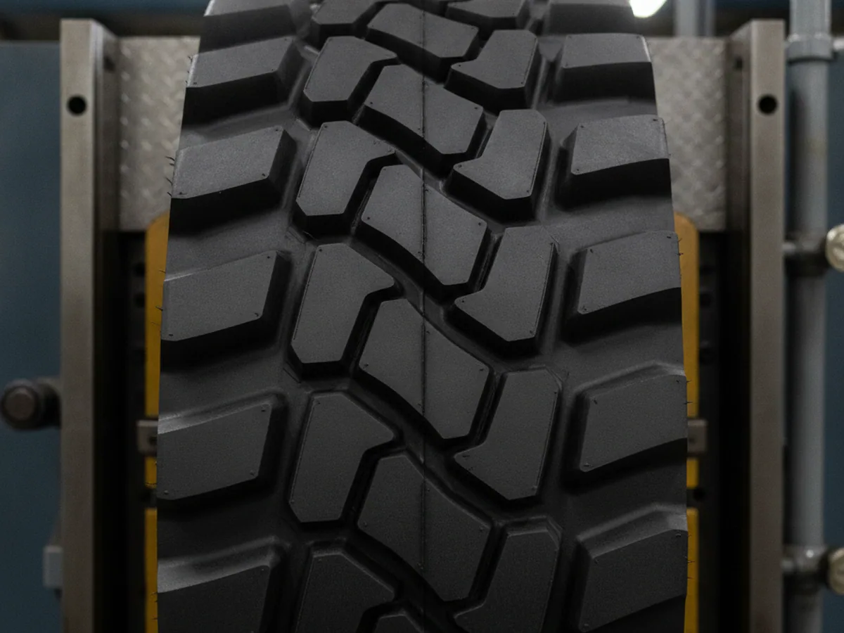 Moulded rubber tread pattern, close view