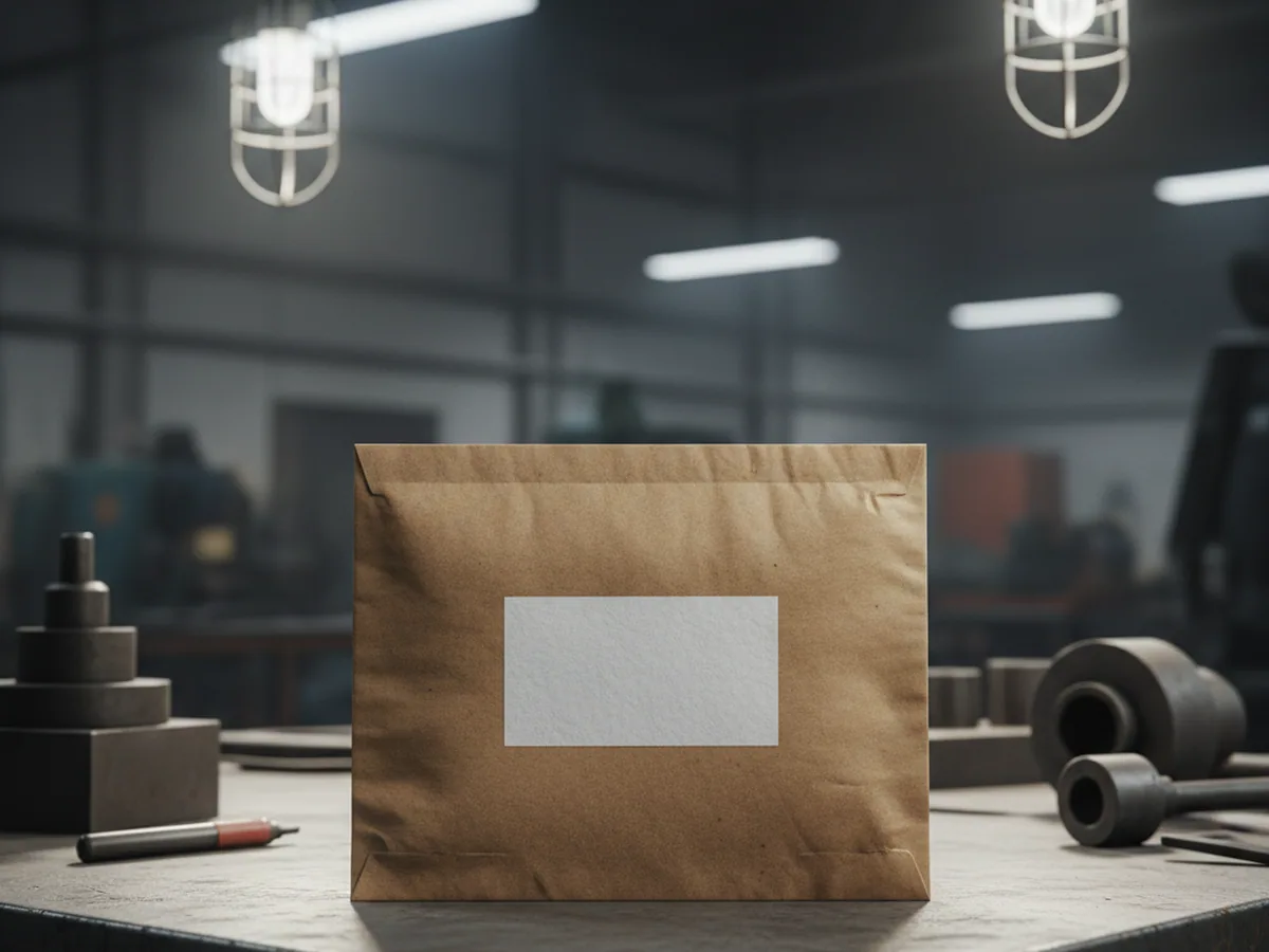 Kraft envelope with a blank label