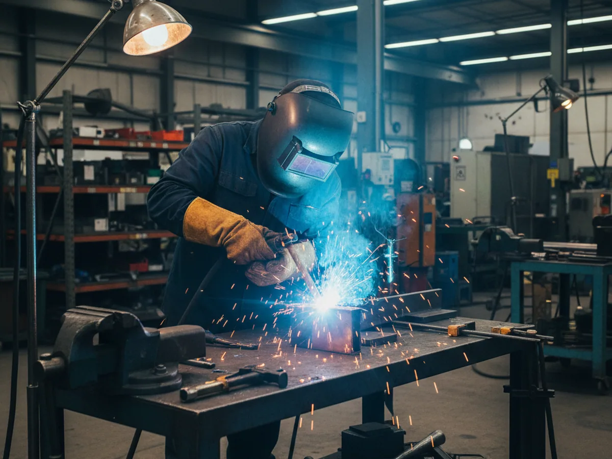Welding arc at a workbench