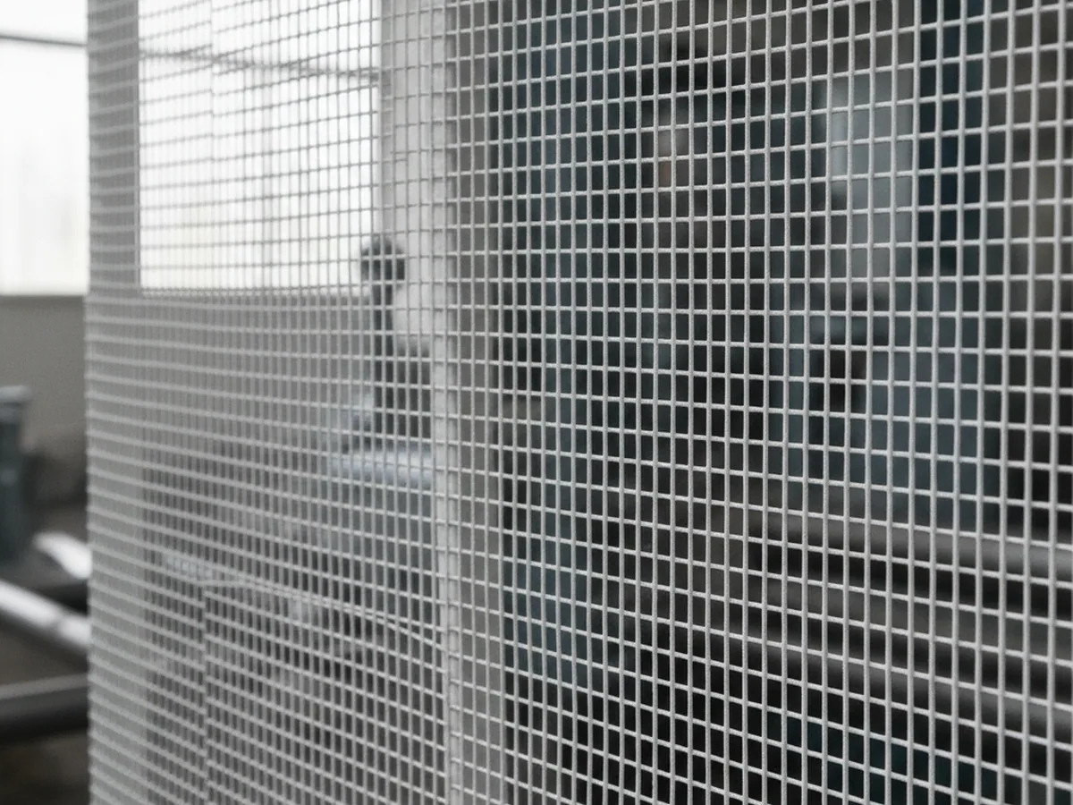 Fine white steel mesh panel