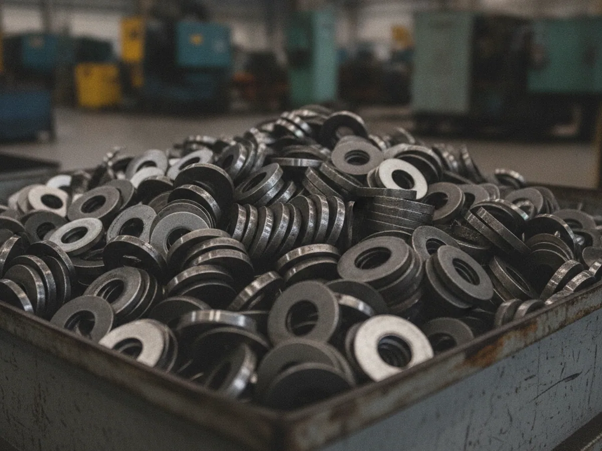 Densely packed washers in a bin