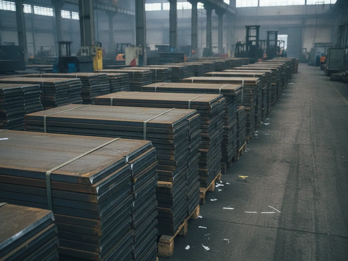 Steel plates stacked in a repeating array
