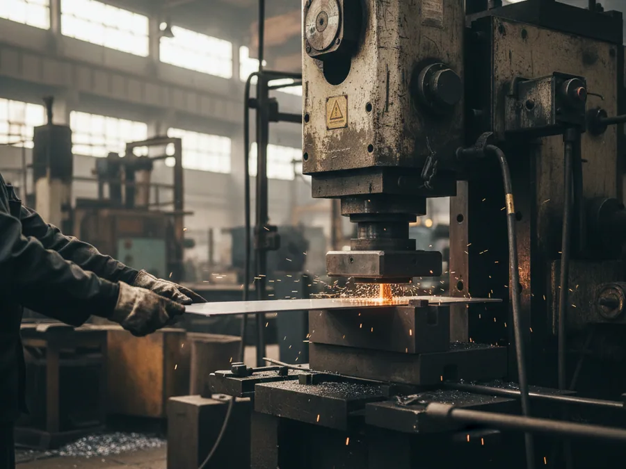 Rail slide being matched to one machine mounting face in a fleet workshop