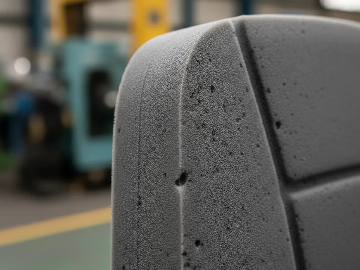 Open-cell foam cut for the wraparound backrest of a tractor seat