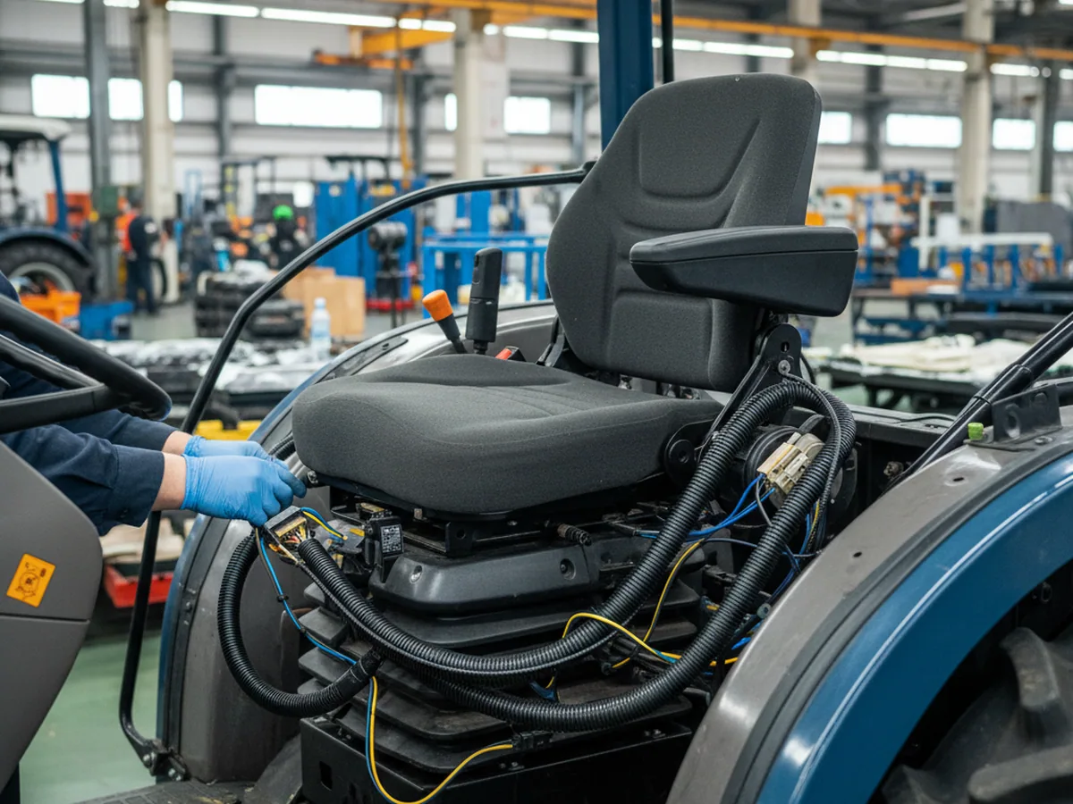 Cab harness that feeds a 24 V air suspension tractor seat