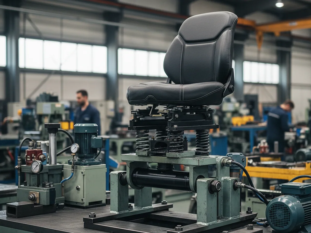 Shock absorber fatigue bench used on tractor seat suspension assemblies