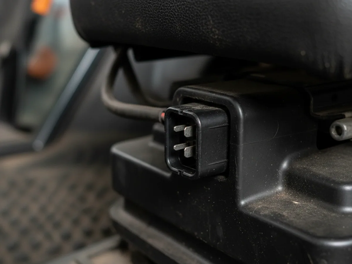 Presence switch connector fitted to a tractor seat