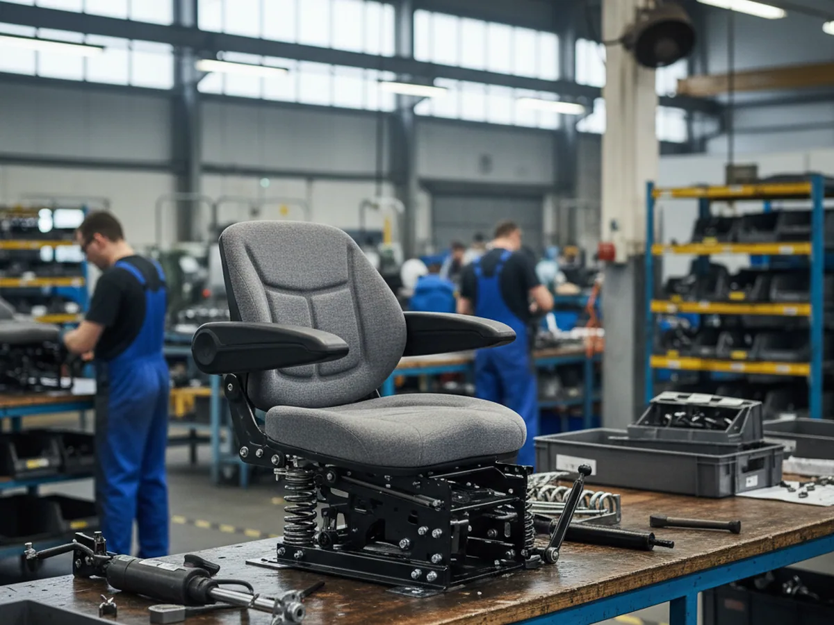 Tractor seat assembly bench inside the plant
