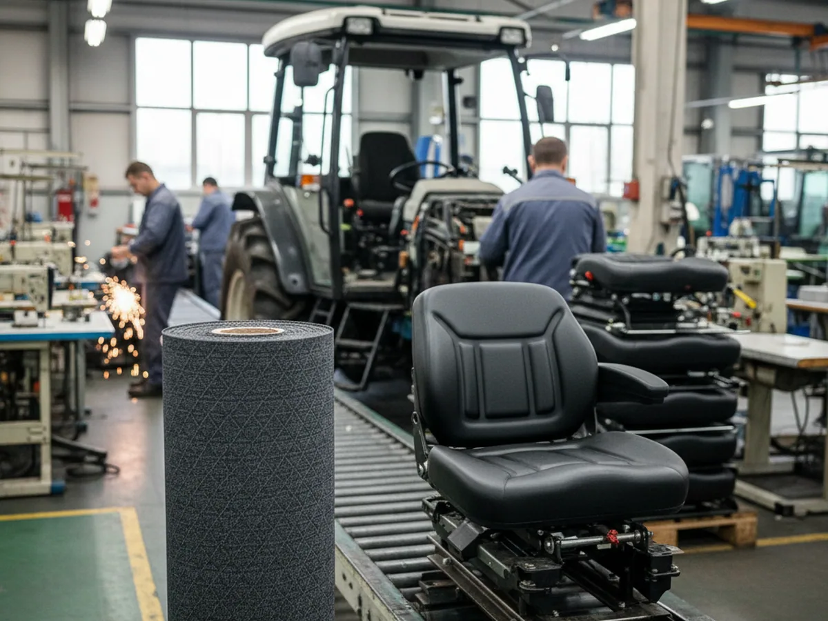 Agricultural seat cover material alongside the tractor seat range